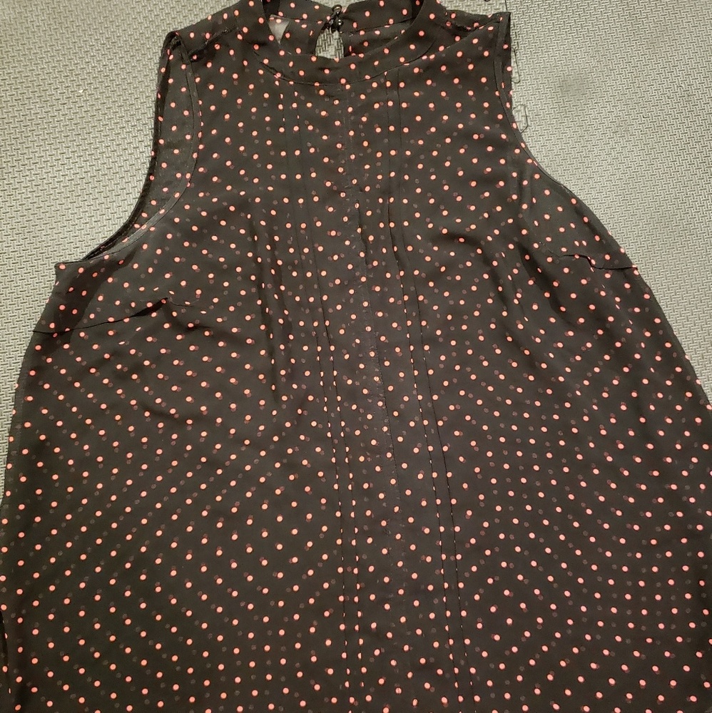 Sheer High Neck Polka Dot Tank Top